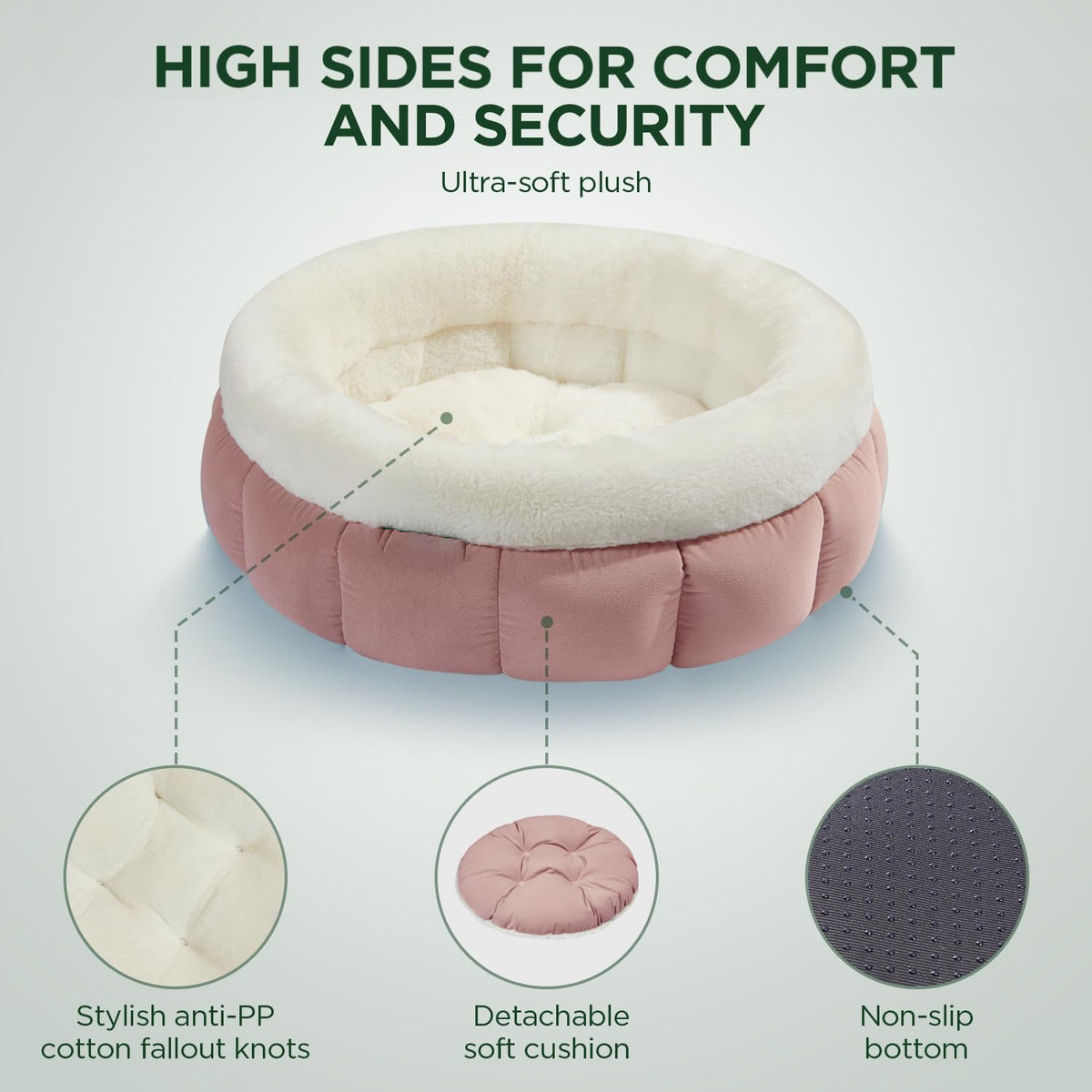 Round Donut Pet Bed for Cats & Small Dogs