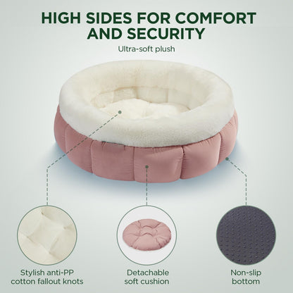 Round Donut Pet Bed for Cats & Small Dogs
