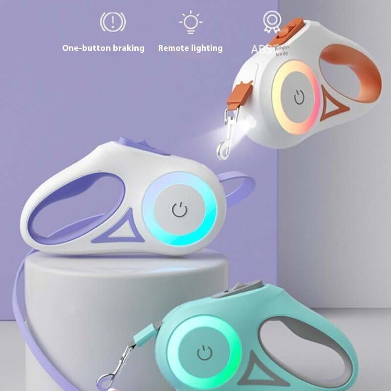 Dog Leash Retractable Leash And Dog Collar Spotlight Automatic Pet