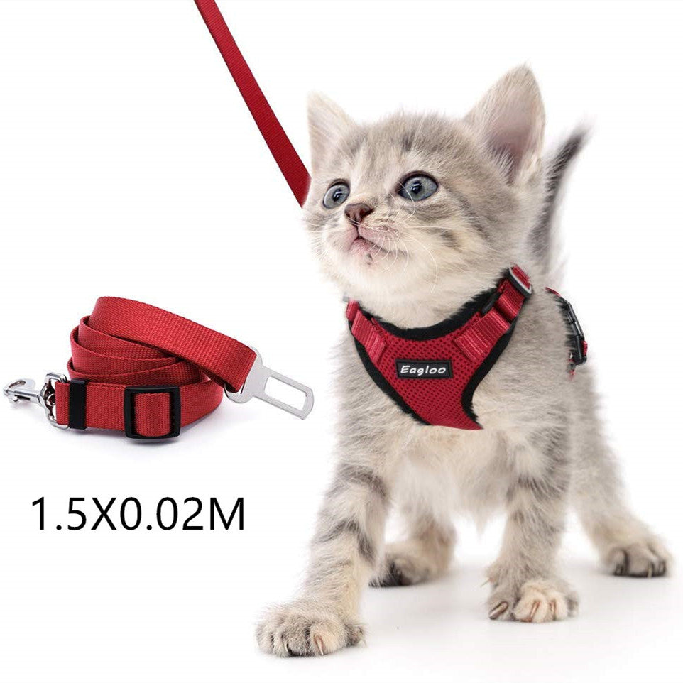 Escape Proof Cat Vest Harness And Car Seat Belt