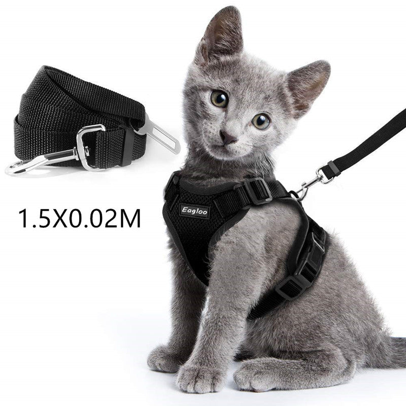 Escape Proof Cat Vest Harness And Car Seat Belt
