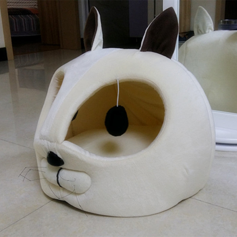 Washable Plush Cat Bed Soft Cozy Pet Bed