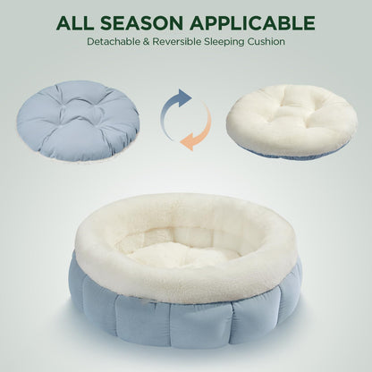 Round Donut Pet Bed for Cats & Small Dogs