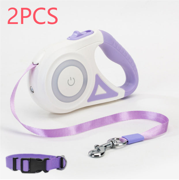 Dog Leash Retractable Leash And Dog Collar Spotlight Automatic Pet