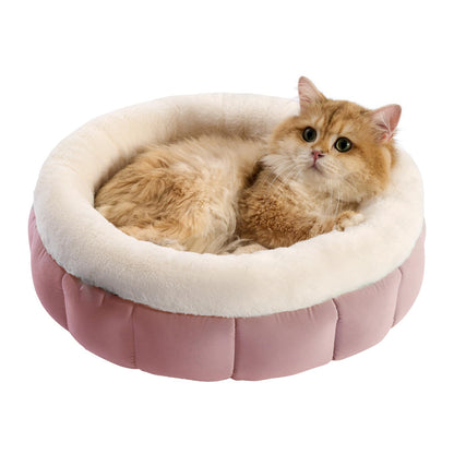 Round Donut Pet Bed for Cats & Small Dogs