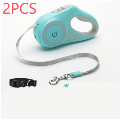 Dog Leash Retractable Leash And Dog Collar Spotlight Automatic Pet