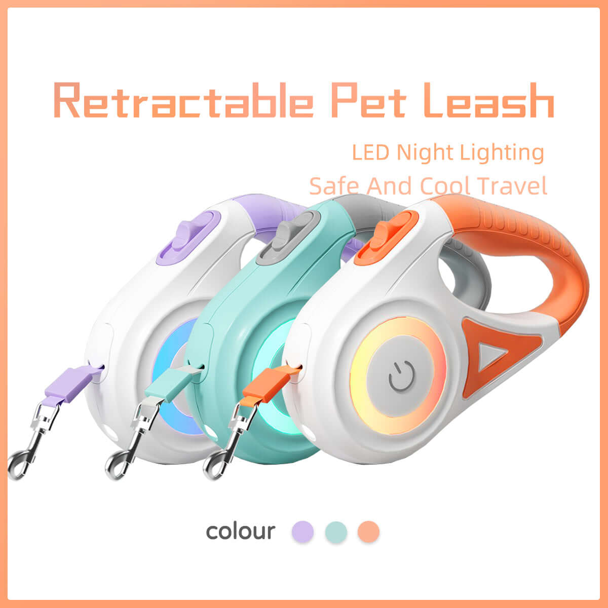 Dog Leash Retractable Leash And Dog Collar Spotlight Automatic Pet