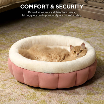 Round Donut Pet Bed for Cats & Small Dogs