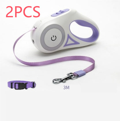 Dog Leash Retractable Leash And Dog Collar Spotlight Automatic Pet